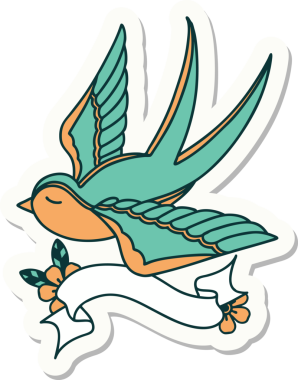 Kırlangıç sancağıyla orijinal dövme stili çıkartması