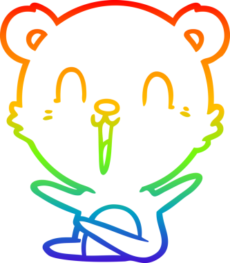 Mutlu bir çizgi film ayısının orjinal gökkuşağı gradyan çizimi