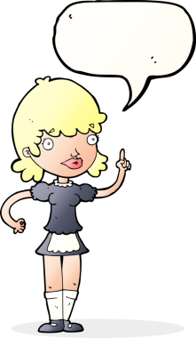 Konuşma balonu olan orijinal çizgi film kızı.