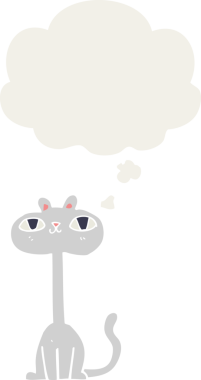 Eski tarz düşünce baloncuğu olan orijinal çizgi film kedisi