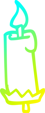 Orijinal soğuk eğimli çizgi çizgi film yanan bir mumun çizimi