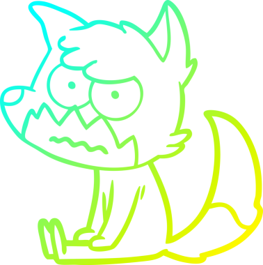 Sinirli tilki çizgi filminin orijinal soğuk gradyan çizimi