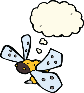 Düşünce baloncuklu orijinal çizgi film arısı