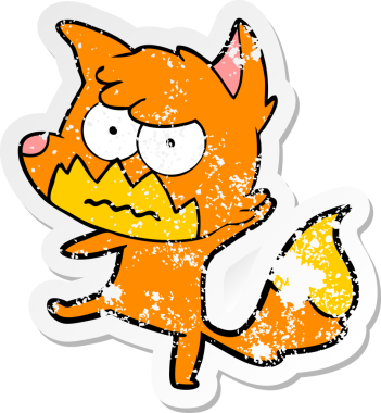 Sinirli tilki çizgi filminin orijinal sıkıntılı çıkartması.