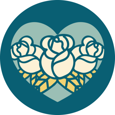 Bir kalp ve çiçeğin orijinal ikonik dövme görüntüsü