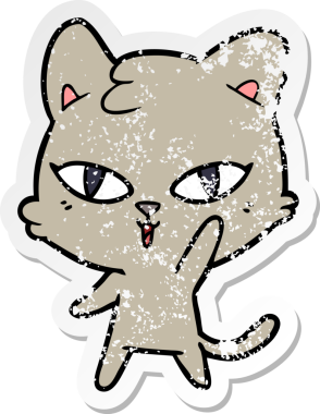 Çizgi film kedisinin orijinal sıkıntılı çıkartması