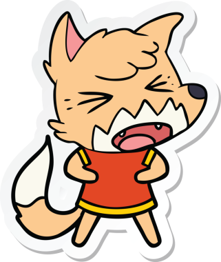 Kızgın bir tilkinin orijinal çıkartması.