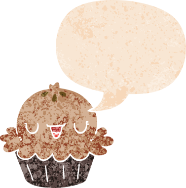 Konuşma baloncuğu ile orijinal şirin çizgi film pastası grunge sıkıntı retro desenli tarzı