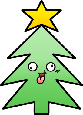 Bir noel ağacının orjinal gölgelenmiş karikatürü