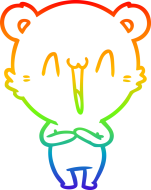 Mutlu bir ayı çizgi filminin orjinal gökkuşağı gradyan çizimi