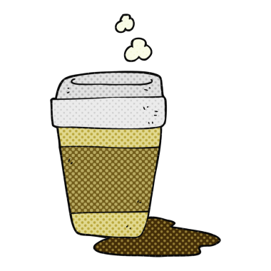 Orijinal çizilmiş çizgi film kahve fincanı