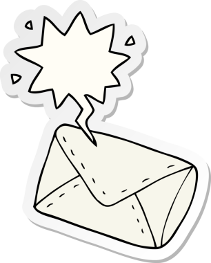 Konuşma kabarcığı etiketli orijinal karikatür zarfı