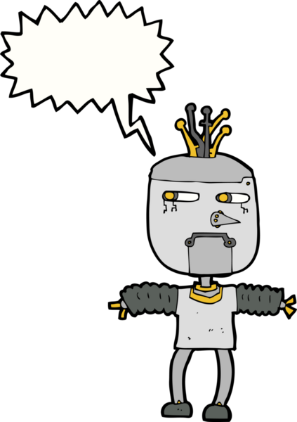 Konuşma baloncuklu orijinal çizgi film robotu