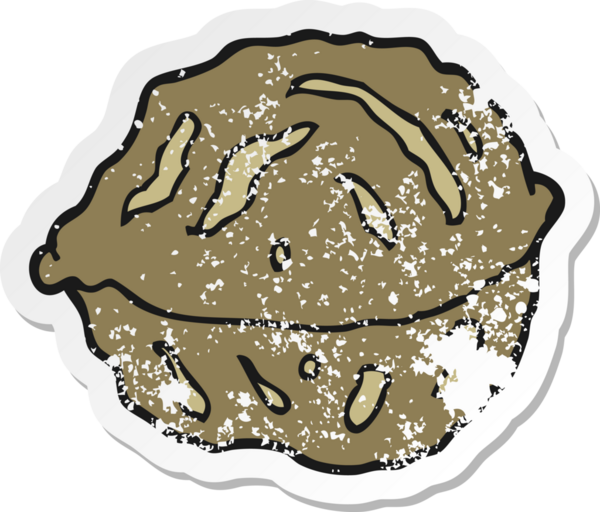 Kabuklu bir karikatür cevizinin orijinal gerilmiş yapıştırması