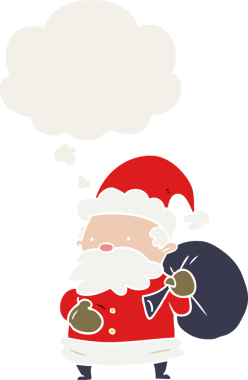 Orijinal noel baba çizgi filmi. Düşünce baloncuğu eski moda.