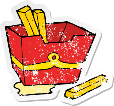 Çizgi film patates kızartmasının orijinal üzgün çıkartması.