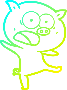 Orijinal soğuk eğimli çizgi film çizimi bir domuz bağırıyor