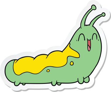 Komik bir tırtılın orijinal çıkartması.