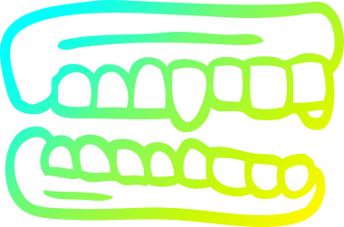 Orijinal soğuk eğimli çizgi film çizimi sahte dişler