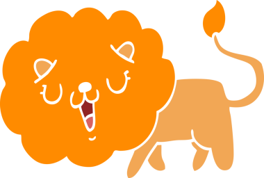 orijinal şirin düz renkli çizgi film aslanı