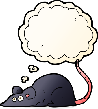 Düşünce baloncuklu orijinal siyah fare.