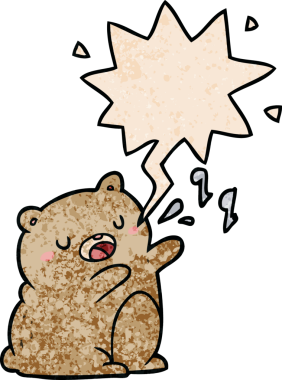 Orijinal çizgi film ayısı eski moda bir şarkı söylüyor.