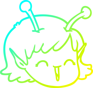 Orijinal soğuk eğimli çizgi çizimi uzaylı bir kızın yüzü.