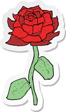 Bir gül çizgi filminin orijinal çıkartması