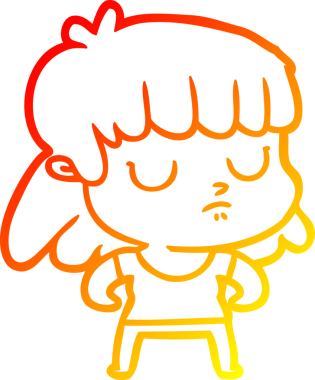 Orijinal, sıcak, çizgi film karakteri, ilgisiz bir kadın.