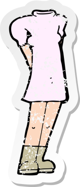 Çizgi film kadın vücudunun orijinal gerilimli çıkartması.