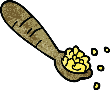 Orijinal karikatür kaşığı patates püresi.