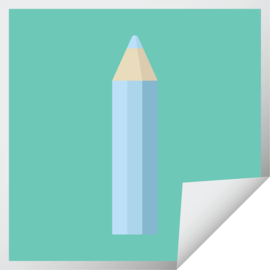 Orijinal mavi renkli kalem grafik resim resimli kare etiketi