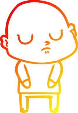 Orjinal sıcak çizgi çizgisi kel bir adamın çizimi