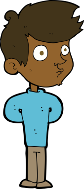 Orijinal çizgi film çocuğu bakıyor.