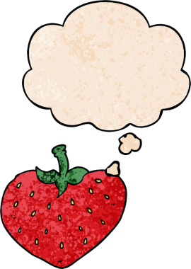 Düşünce baloncuğu ile orijinal çizgi film çileği grunge doku tarzı