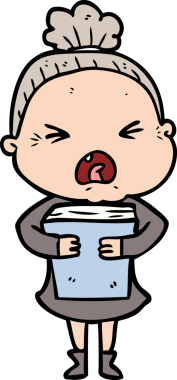 Orijinal kızgın yaşlı kadın çizgi filmi.