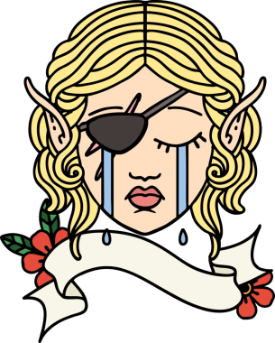 Orijinal Retro Dövme Biçimi ağlayan elf düzenbaz karakter yüzü