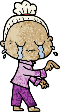 Asıl çizgi film ağlayan yaşlı kadın.