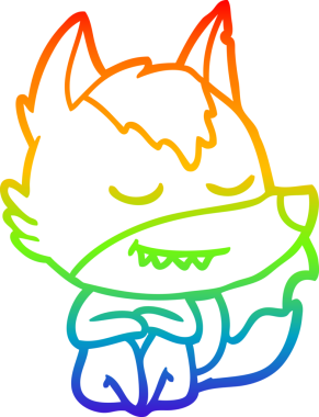 Dost canlısı bir kurdun gökkuşağı gradyan çizimi.