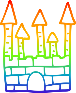 Orijinal gökkuşağı gradyan çizimi geleneksel bir şatonun karikatürü