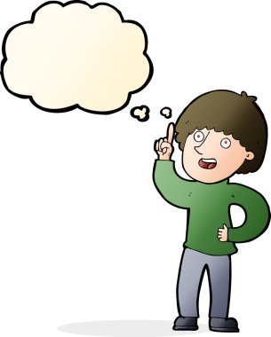 Düşünce baloncuklu orijinal çizgi film adamı