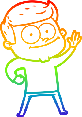 Orijinal gökkuşağı gradyan çizgi çizimi mutlu bir adamın