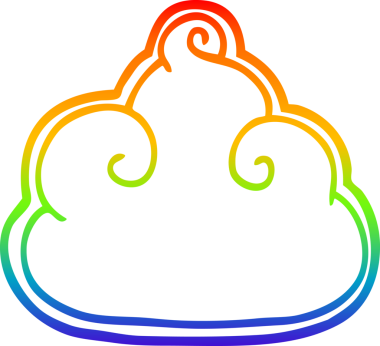 Bir karikatür fırtına bulutunun orjinal gökkuşağı gradyan çizimi