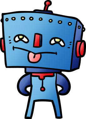 Bir insan tarafından çizilmiş orijinal çizgi film robotu