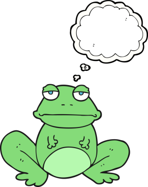 Orjinal serbest çizim düşünce balonu çizgi film kurbağası