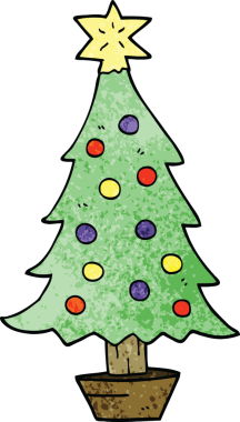 Orijinal karikatür karalaması Noel ağacı