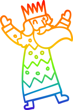 Orijinal gökkuşağı gradyan çizgi çizimi neşeli bir kralın