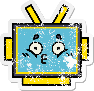 Sevimli bir robot kafasının orijinal sıkıntılı çıkartması.