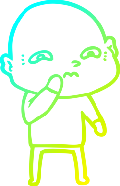 Çizgi film karakteri asabi bir adamın orijinal soğuk gradyan çizimi