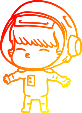 Bir çizgi film meraklısı astronotun orjinal sıcak çizgi çizimi